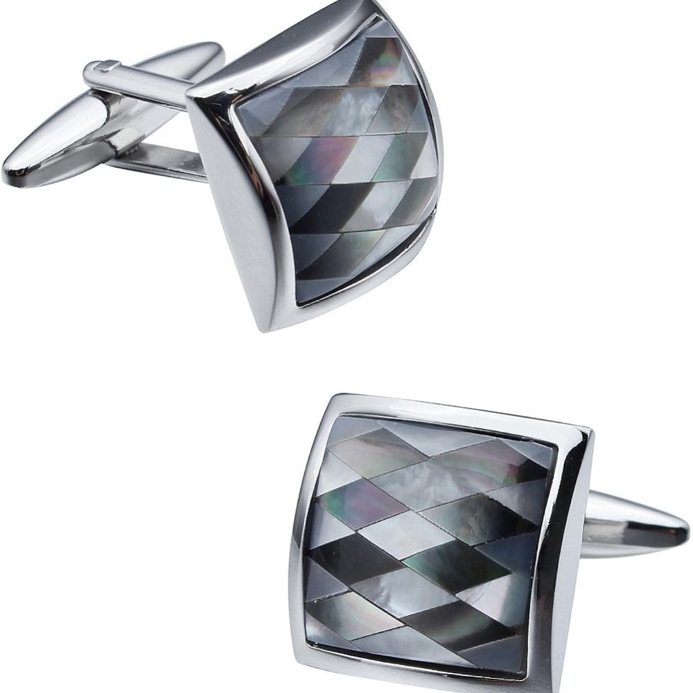 Handmade Classic Mother of Pearl Silver Cuff Links Timeless Elegance